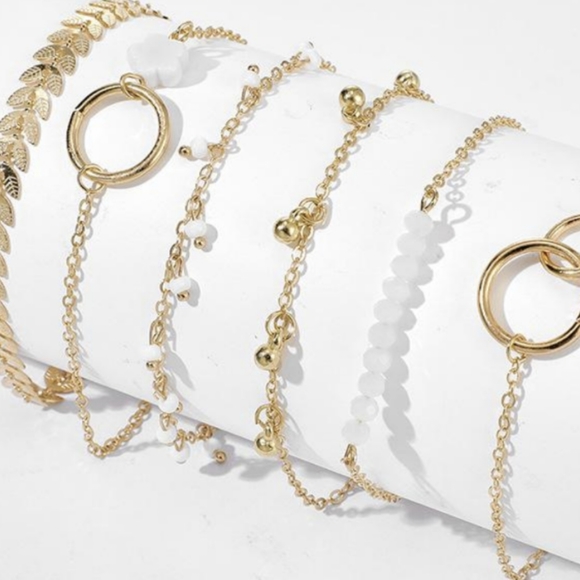 Boho Festival Gypsy Gold Multi-Strand Bracelet Set - Picture 5 of 7